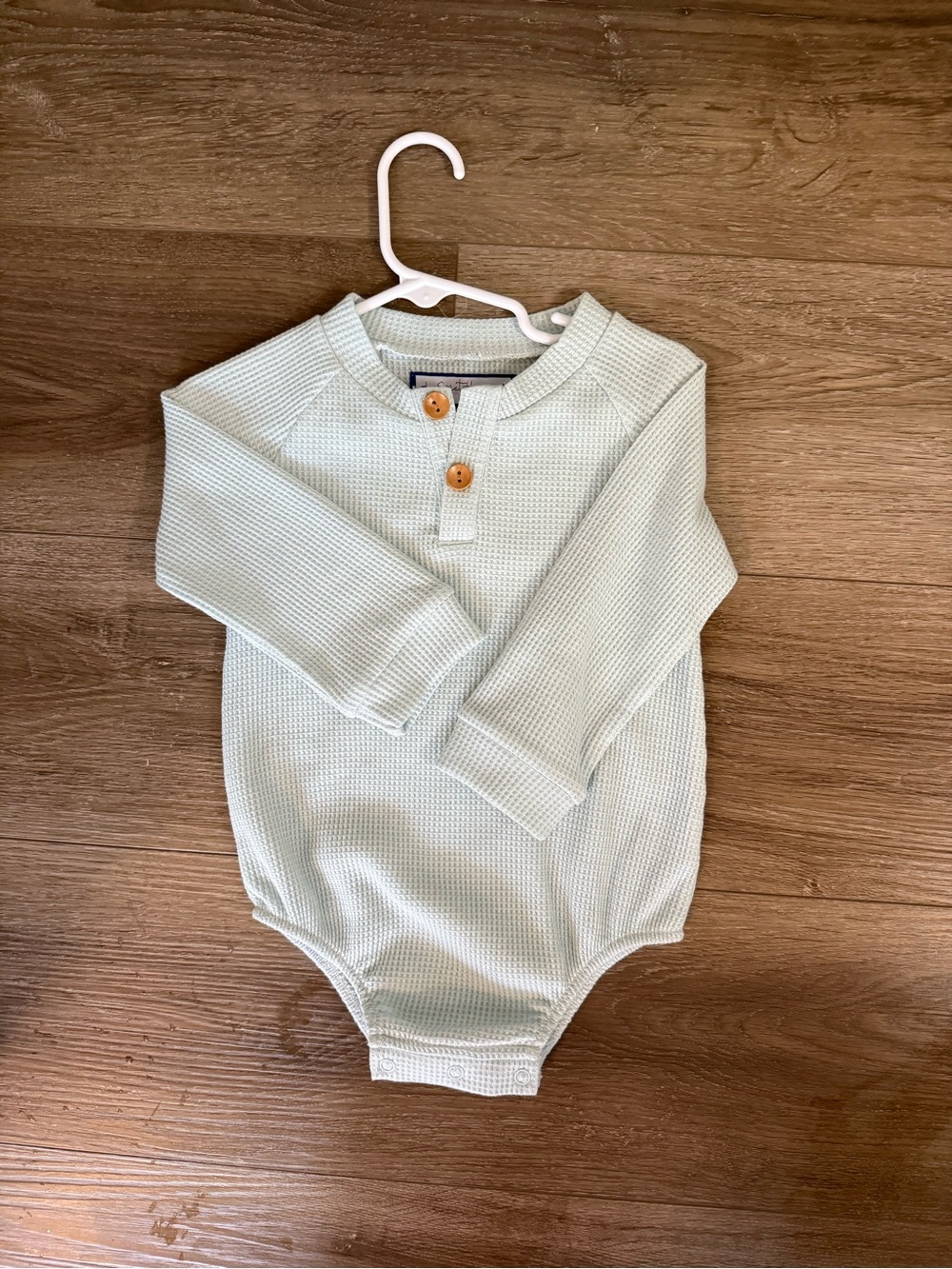 SweetHoney Long-Sleeve Waffle Knit One-Piece in Mint